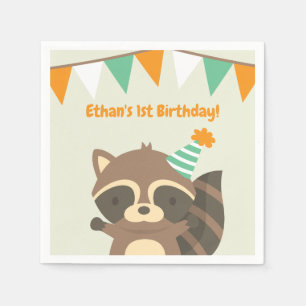 Serviettes Jetables Cute Woodland Raccoon Anniversaire Fournitures de