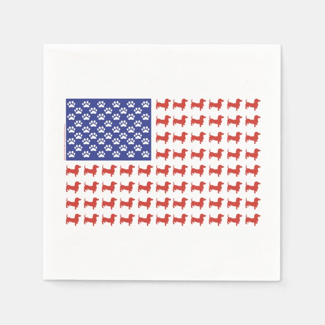 Serviettes Jetables Dachshunds patriotiques (Devant)