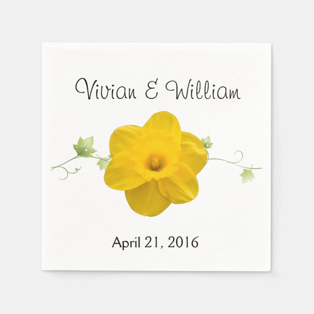 Serviettes Jetables Daffodil mariage personnalisé serviette (Devant)