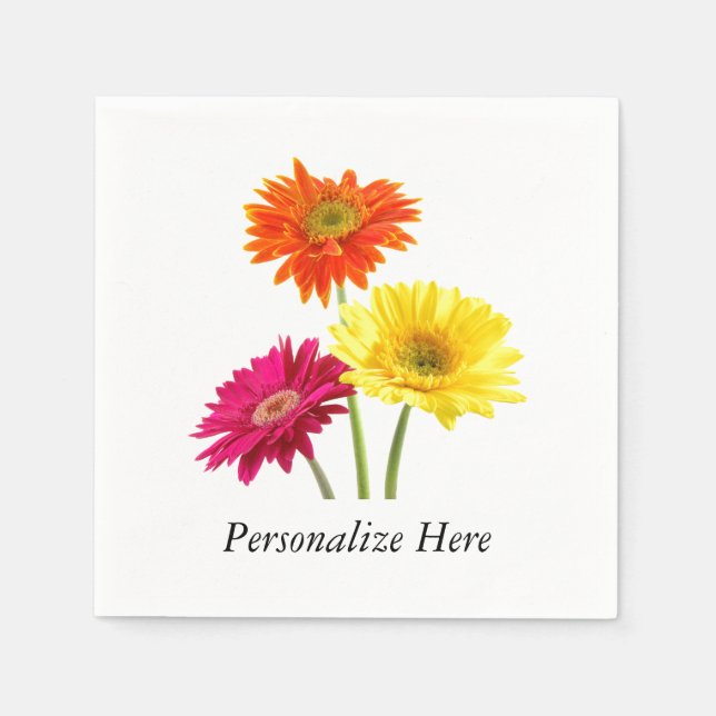 Serviettes Jetables Daisies Gerbera Nature (Devant)