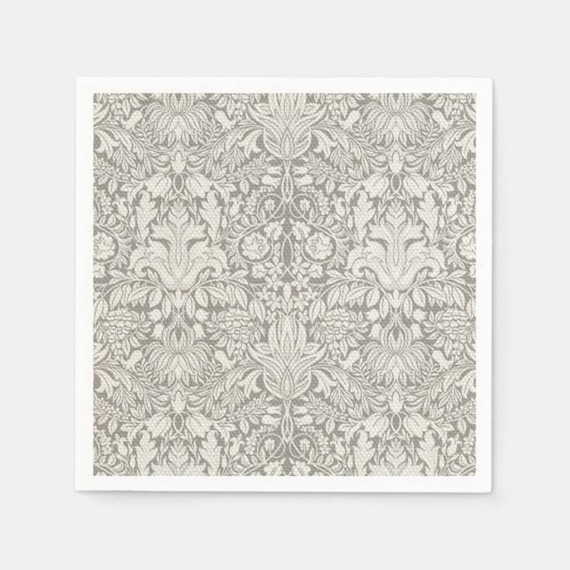 Serviettes Jetables Damas blanc traditionnel sous-déclaré (Devant)