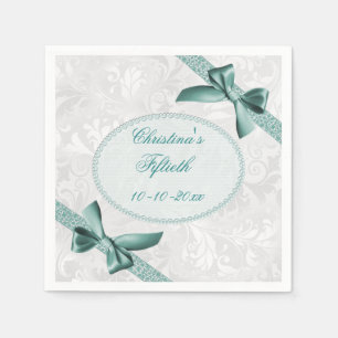 Serviettes Jetables Damask et Bows Cinquantième anniversaire Serviette