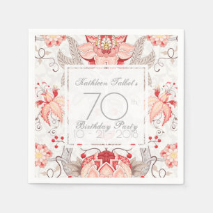 Serviettes Jetables Damask Floral 70th Birthday Party Papier Napkin