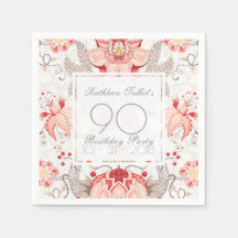 Damask Floral 90th Birthday Party Papier Napkin