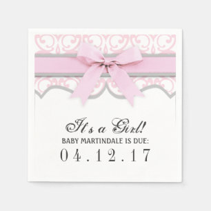 Serviettes Jetables Damask Heart rose  Baby shower Napkin