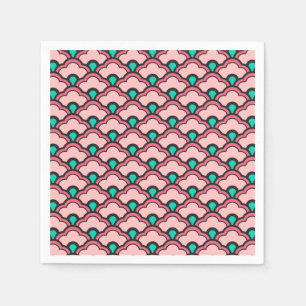Serviettes Jetables Déco pétoncles chinois, corail rose et turquoise