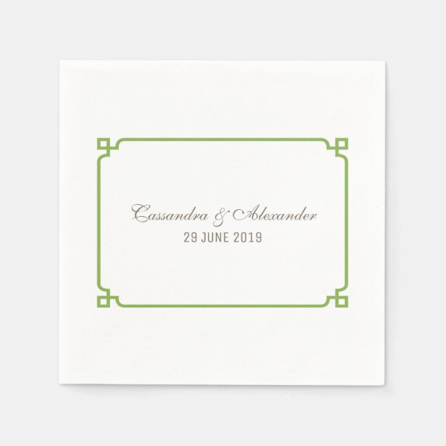 Serviettes Jetables Déco verdoyant Mariage chic (Devant)