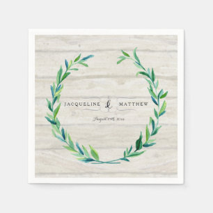 Serviettes Jetables Décor de fête Watercolor Laurel Wreath Bois boards