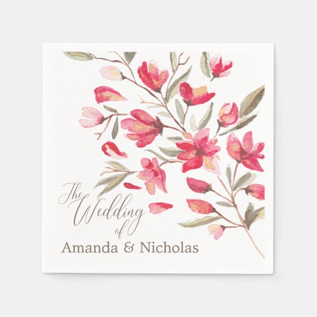 Serviettes Jetables Délicat Bloom typographie mariage rustique (Devant)