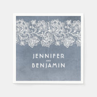 Dentelle bleu et blanc poussiéreux Élégant