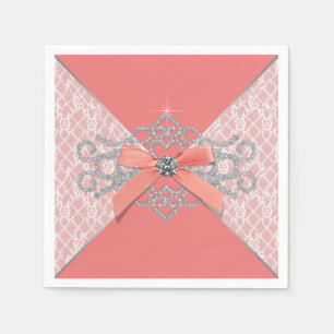 Serviettes Jetables Dentelle de diamant de corail