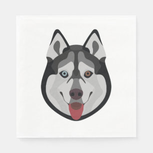 Serviettes Jetables Des chiens d'illustrations face à Siberian Husky
