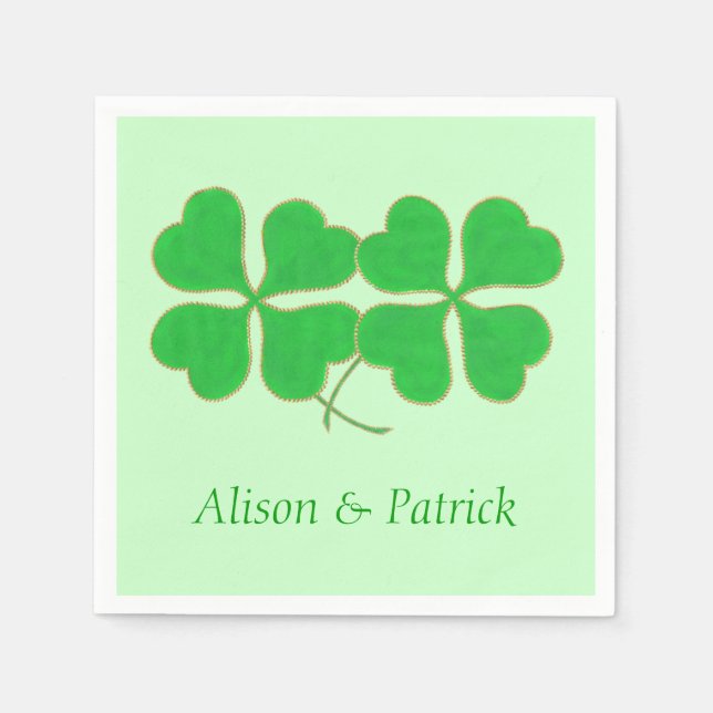 Serviettes Jetables Deux Noms de serviettes Shamrock Gold Dot (Devant)