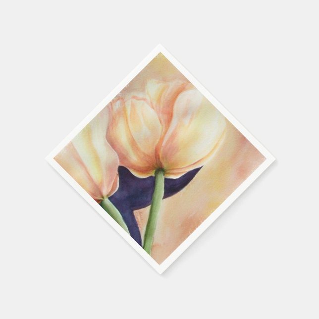SERVIETTES JETABLES DEUX ORANGE TULIPS PAPIER NAPKINS (Coin)