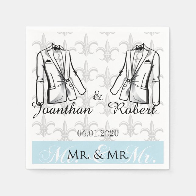Serviettes Jetables Deux Tuxedo Groom Gay Mariage Napkin (Devant)