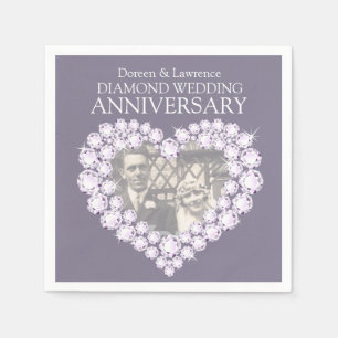 Serviettes Jetables Diamond Mariage Anniversaire de coeur photo servie