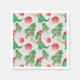 Serviettes Jetables Dinosaures motif de Noël