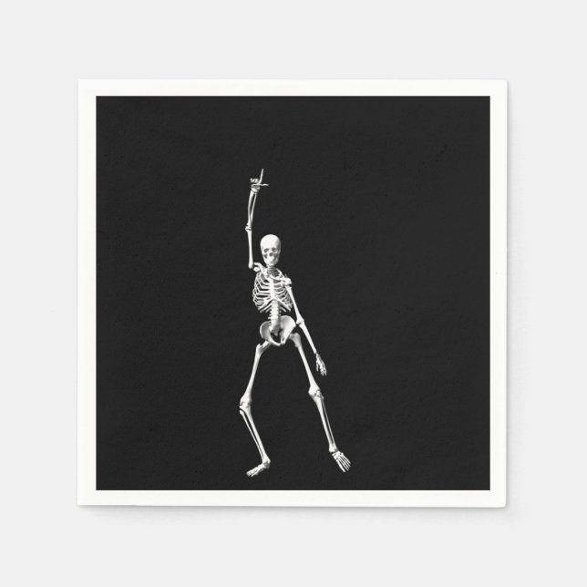 Serviettes Jetables Disco Dancing Halloween Skeleton Napkin (Devant)