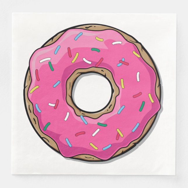 Serviettes Jetables Donut caricaturale rose avec arrosage (Devant)