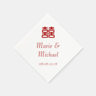 Serviettes Jetables Double Bonheur Rouge foncé - Élégant