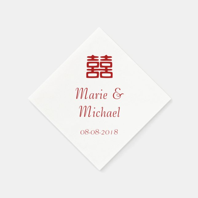 Serviettes Jetables Double Bonheur Rouge foncé - Élégant (Coin)
