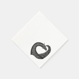 Serviettes Jetables Dragon de coeur noir sur blanc
