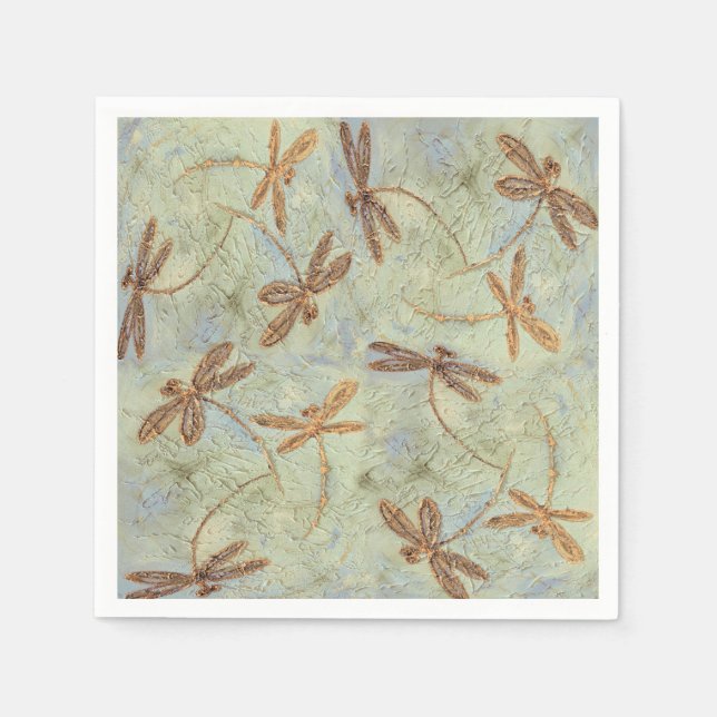 Serviettes Jetables Dragonfly Dance Gold (Devant)
