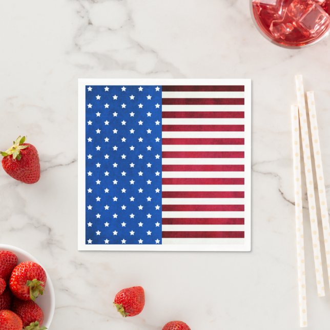 Serviettes Jetables Drapeau américain Stars and Stripes par Shirley Ta (En situation)