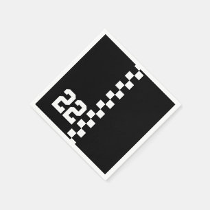 Serviettes Jetables Drapeau De Course Personnalisé Noir Et Blanc
