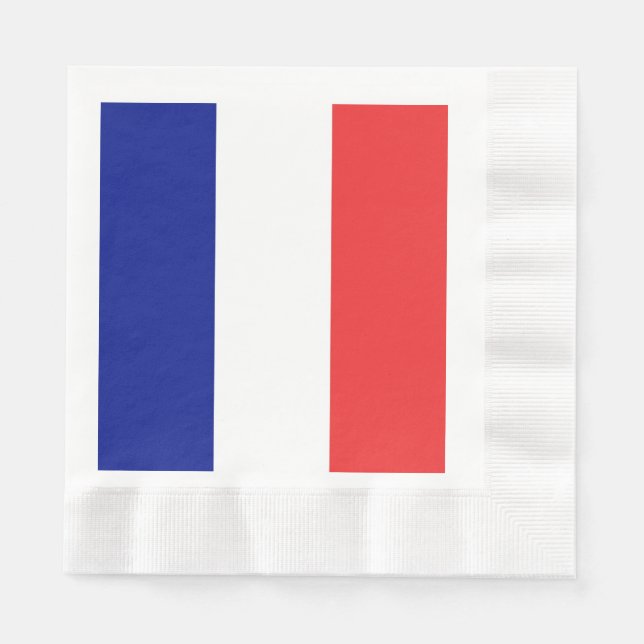Serviettes Jetables Drapeau français Tricolore (Devant)