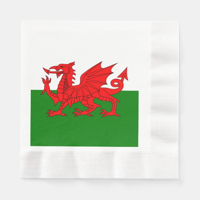 Serviettes Jetables Drapeau gallois dragon rouge gallois (Devant)