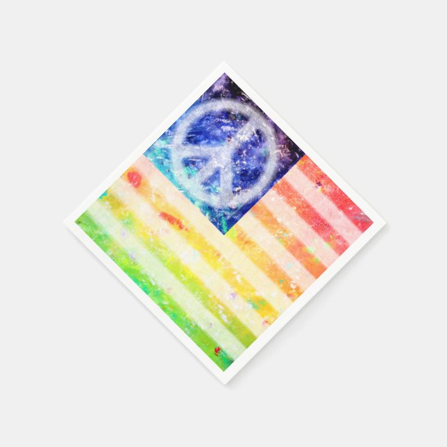 Serviettes Jetables Drapeau hippie de paix Freak (Coin)
