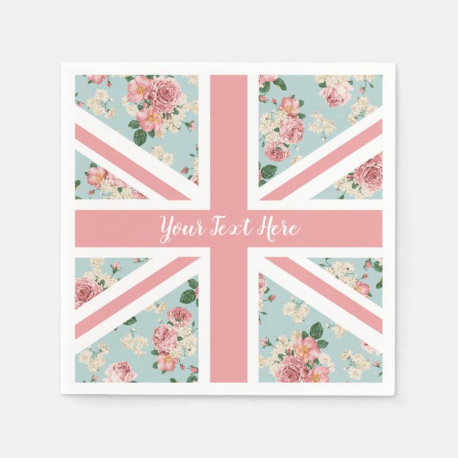 Serviettes Jetables Drapeau Union Jack Rose (Devant)