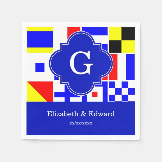 Serviettes Jetables Drapeaux de signalisation nautique Monogramme de Q (Devant)