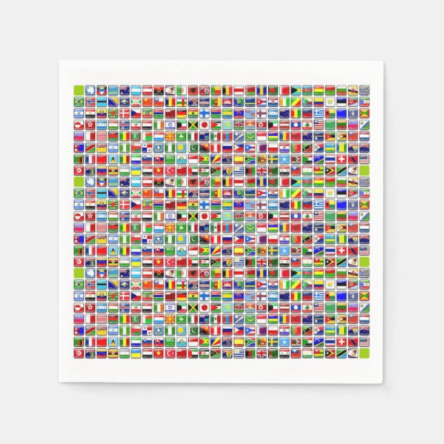 Serviettes Jetables Drapeaux du monde (Devant)