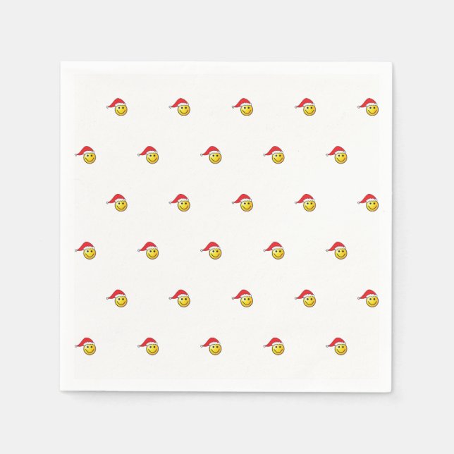 Serviettes Jetables Drôle Noël Emoji Santa Hat Motif (Devant)