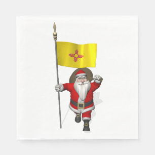 Serviettes Jetables Drôle Père Noël Avec Drapeau Du Nouveau-Mexique
