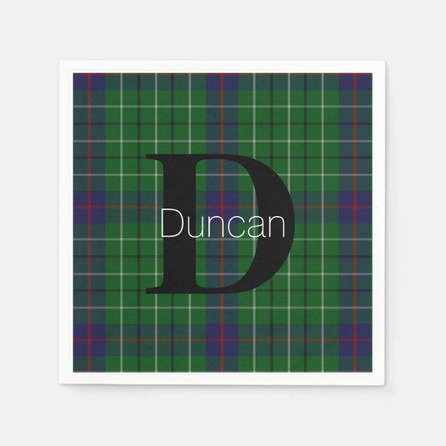 Serviettes Jetables Duncan Clan Plaid Monogram Papier (Devant)