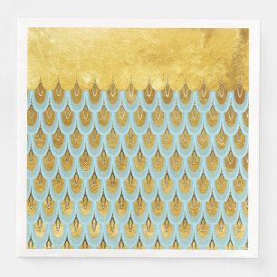 Serviettes Jetables Échelles de poissons turquoises bleues brillantes