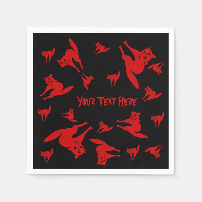 Serviettes Jetables éffrayant sang rouge chat plaisir halloween (Devant)