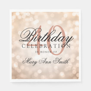 Serviettes Jetables Elégant 40e anniversaire Rose Gold Parties scintil