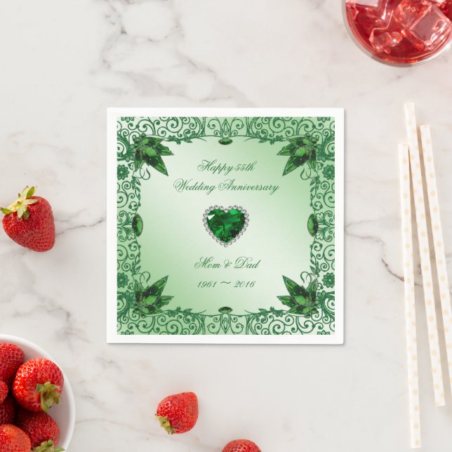 Serviettes Jetables Élégant 55ème Mariage Anniversaire Papier serviett (En situation)