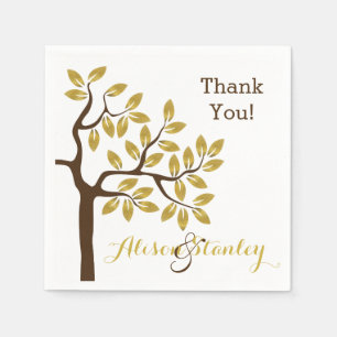 Serviettes Jetables Élégant arbre avec feuille d'or feuille moderne ma