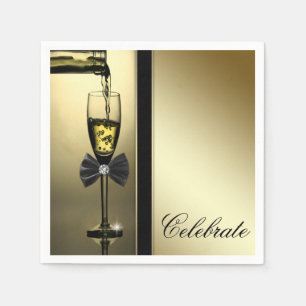 Serviettes Jetables Elégant Champagne d'or