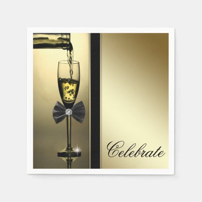 Serviettes Jetables Elégant Champagne d'or (Devant)