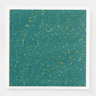 Serviettes Jetables Elegant Confeti Space - Teal Green & Gold, Silver