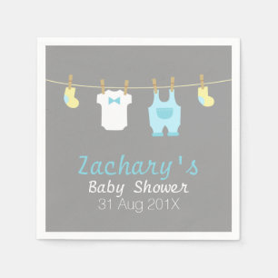 Serviettes Jetables Élégant et mignon vêtement bébé garçon, Baby showe