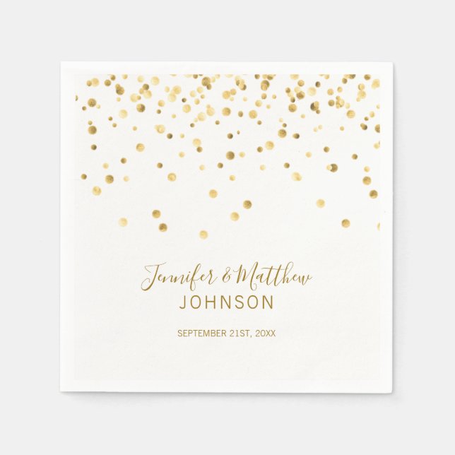 Serviettes Jetables Élégant Mariage de Confetti Blanc Personnalisé (Devant)