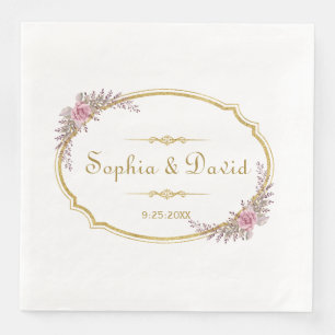 Serviettes Jetables Élégant Mariage de trame or flush