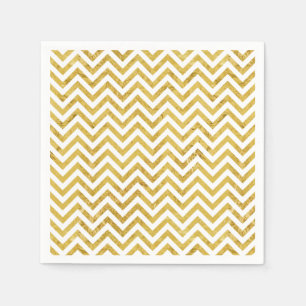 Serviettes Jetables Elégant Motif de Zigzag Gold Foil Chevron